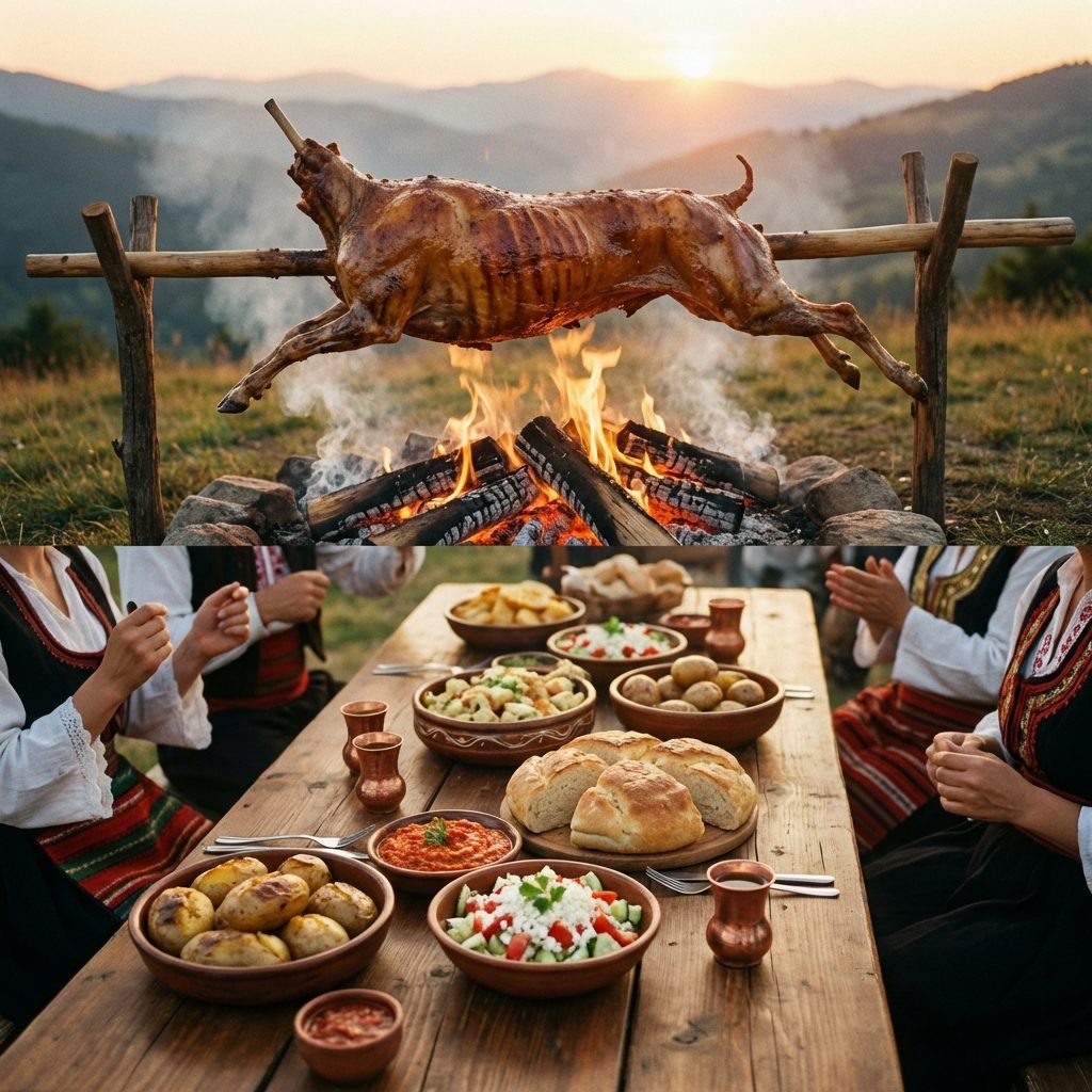 Traditional lamb roast