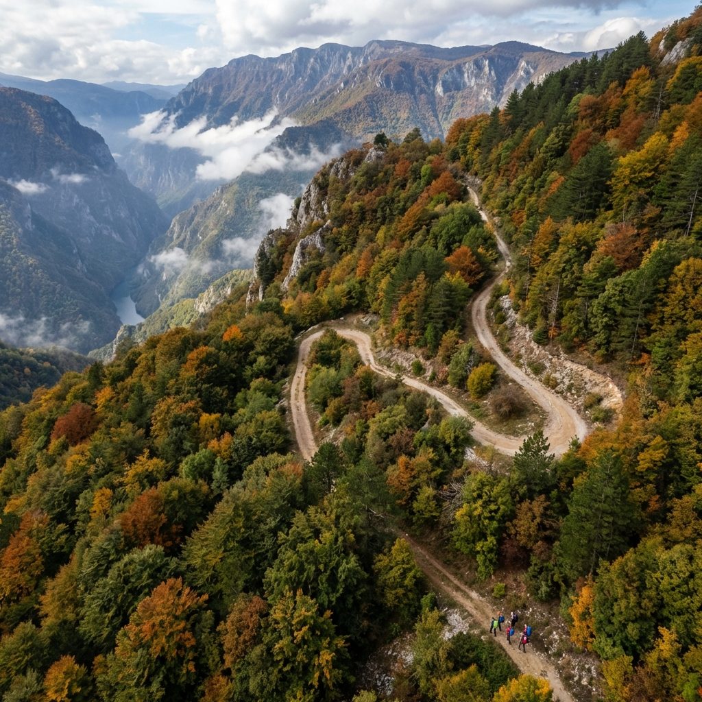 Mountain trail aerial